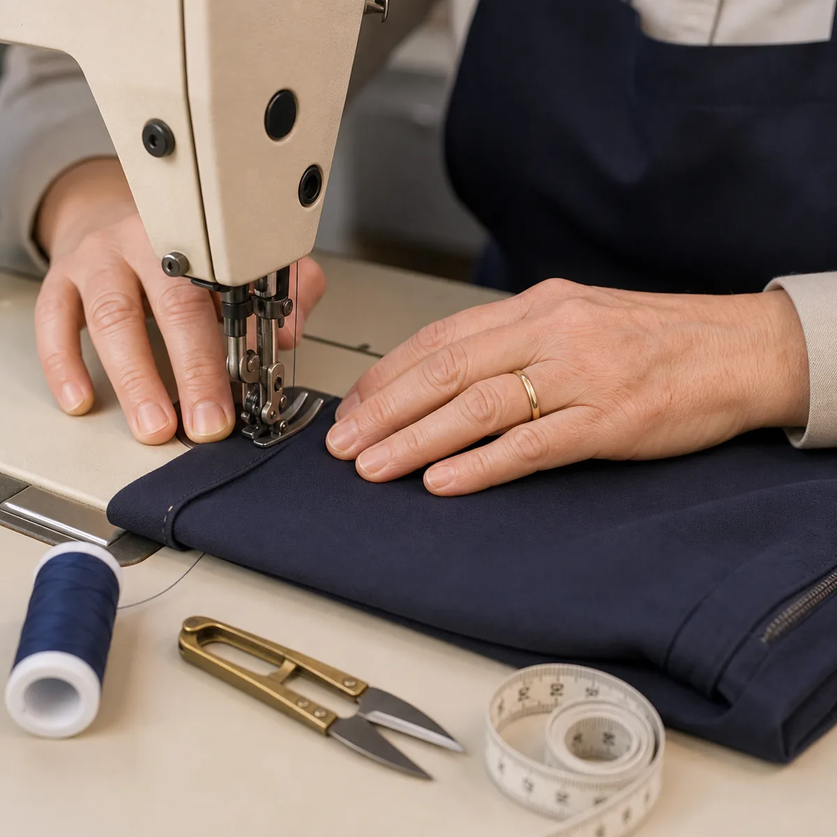 Clothing alterations at a sewing machine
