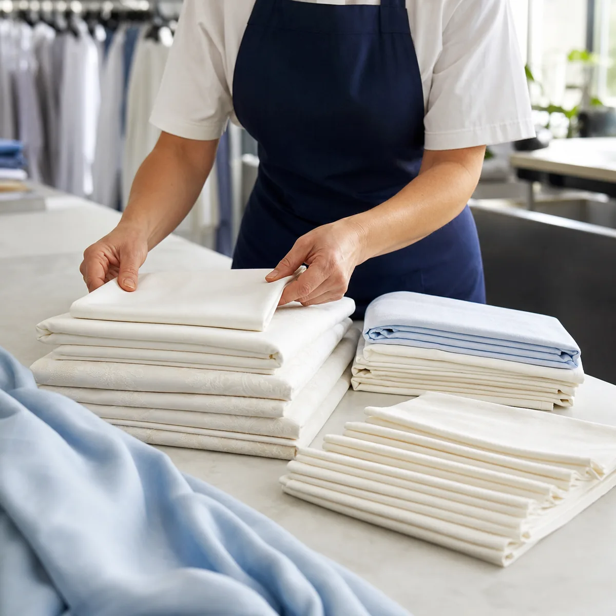 Freshly cleaned and folded table linens
