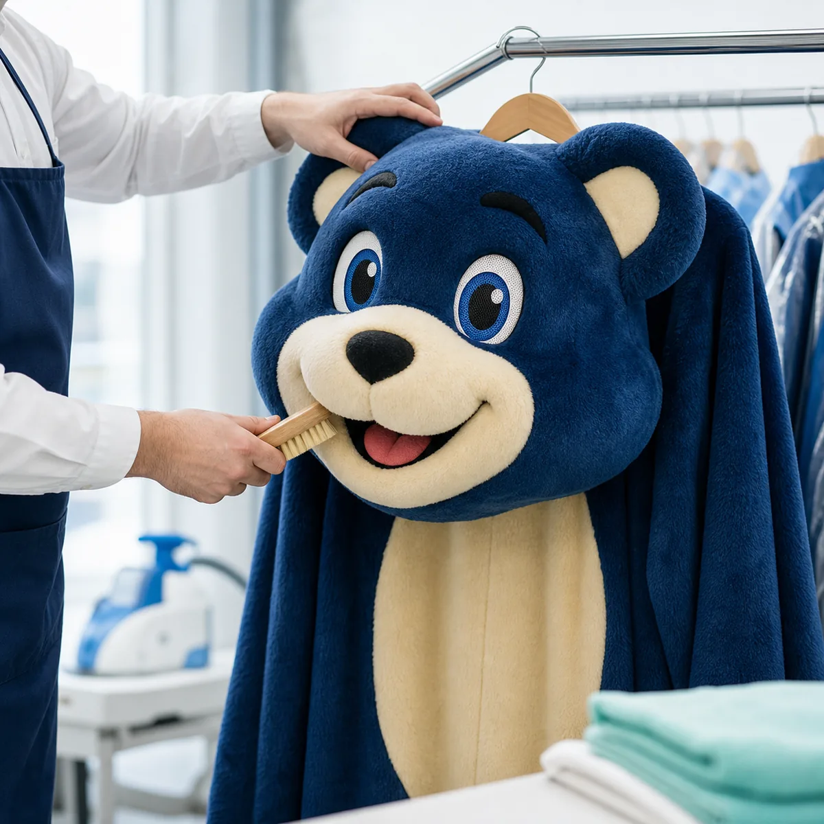 Specialist caring for a mascot costume